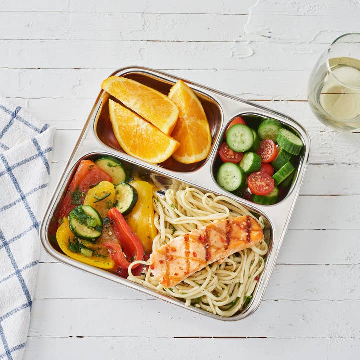 Dalcini Stainless - Wholesale Dinner Plate - Large 3-Section Square Plate | Stainless Steel Divided Tray3