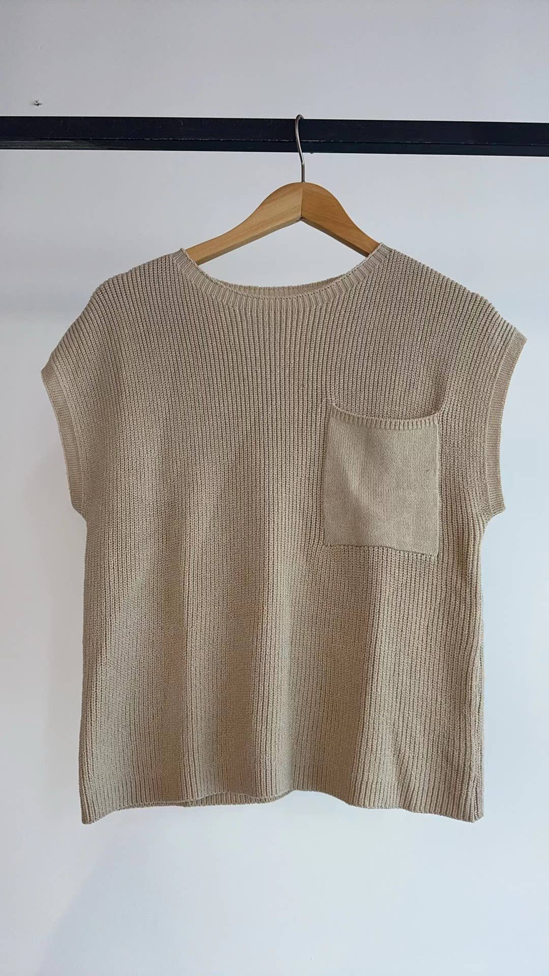 HIDDENBRAND - Wholesale Knit Top - Women's - chest pocket short sleeve knit top16