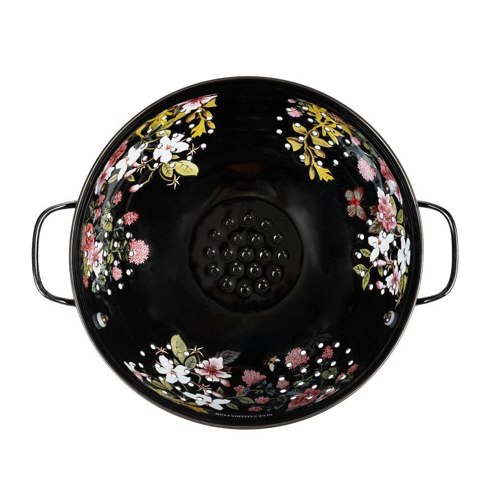 Blue Stallion Farm - Wholesale Colander - 3QT BLACK FLORAL BOUQUET COLANDER1