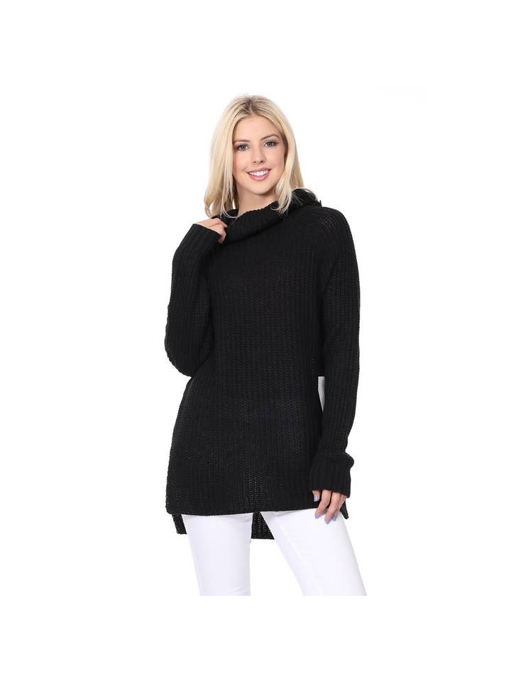 Mak - Venta al por mayor Jersey largo - Mujer - Suéter tipo túnica con cuello alto y manga larga para mujer MK3660