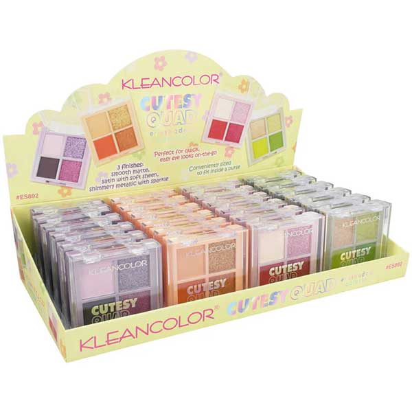 Majestic Wholesale - Venta al por mayor Maquillaje de ojos - Set de 24 piezas de sombras de ojos Klean Color Cutesy Quad mezclables.