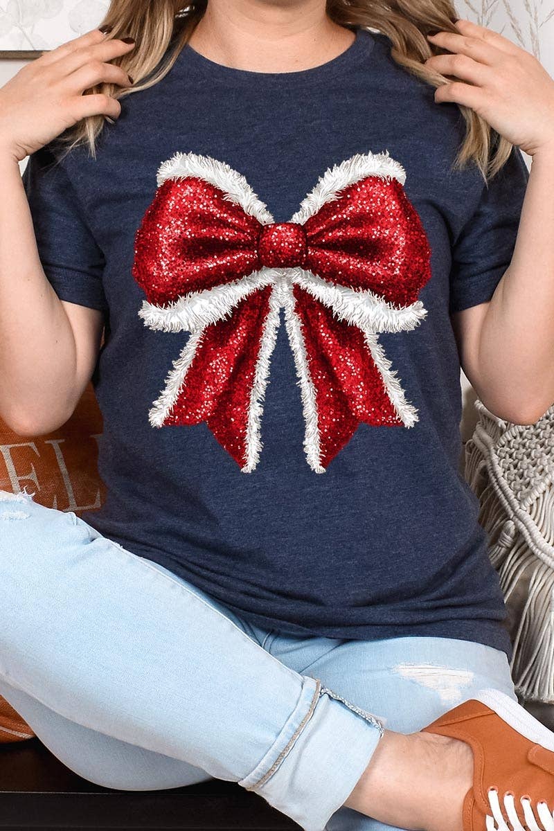 COLORBEAR – wholesale T-shirt (graphic) – women's – Christmas Santa Bow Graphic Tee4