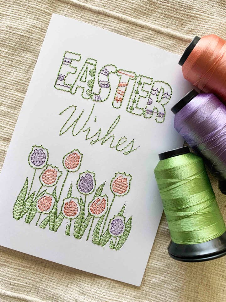 Carte de voeux de Pâques brodée 5 « x 7" pour la vente par M&N Mercantile