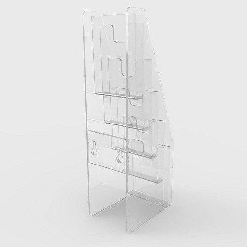 FIXTUREDISPLAYS - Wholesale Retailerdisplay - Vijflaags acryl cadeaukaartdisplay voor tafelbladen, met ingekeepte vakken - Transparant 197572
