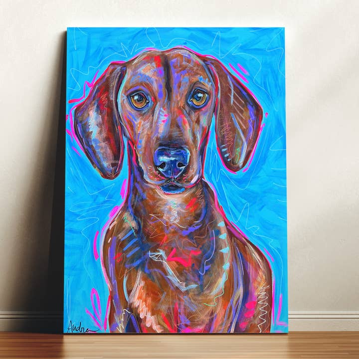 Dackel Leinwanddruck - Hund Haustier Kunst Gemälde für den Großhandel von Audra Style