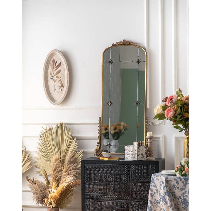 Vagabond Vintage - Wholesale Wall Mirror - Antique-Style Arched Wall Mirror with Gold Finish Frame0