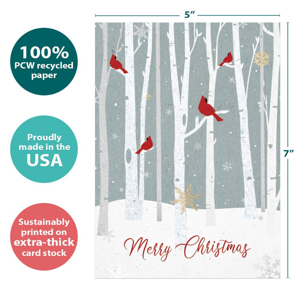 Tree-Free Greetings - Wholesale Christmas Card - Christmas Cardinals Holiday 4 Pack 199103