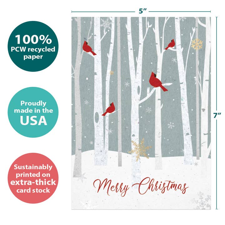 Tree-Free Greetings - Wholesale Christmas Card - Christmas Cardinals Holiday 4 Pack 199103
