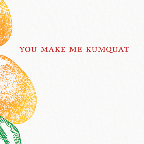 Ampersand M Studio - Vente Cartes de déclaration d'amour - Fais-moi sexy comme un kumquat Carte de Saint-Valentin2