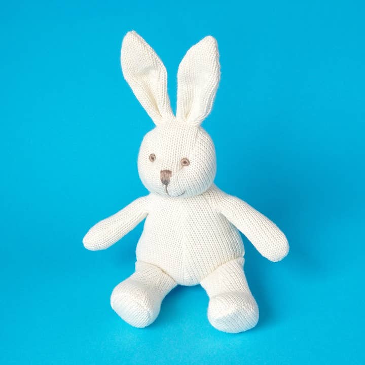 Gebreide Witte Konijnen Baby Rammelaar van Biologisch Katoen voor wholesale door Best Years Ltd