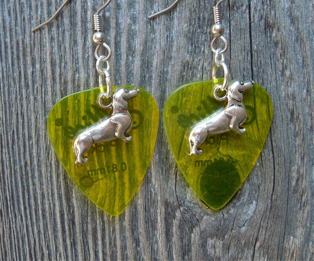 Simply Raevyn - Wholesale Dangle Earrings - Dachshund Charm Guitar Pick Earrings12