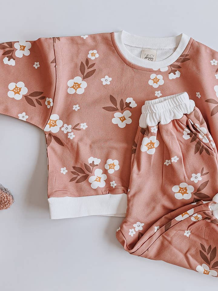 Floral Mauve Lounge Set for wholesale by Fancy Shmancy Baby