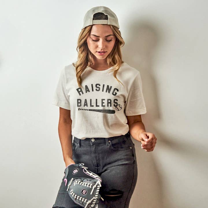 OAT COLLECTIVE - Wholesale Screen Printed T-Shirt - Women's - RAISING BALLERS Graphic T-Shirt - OAT Collective Design