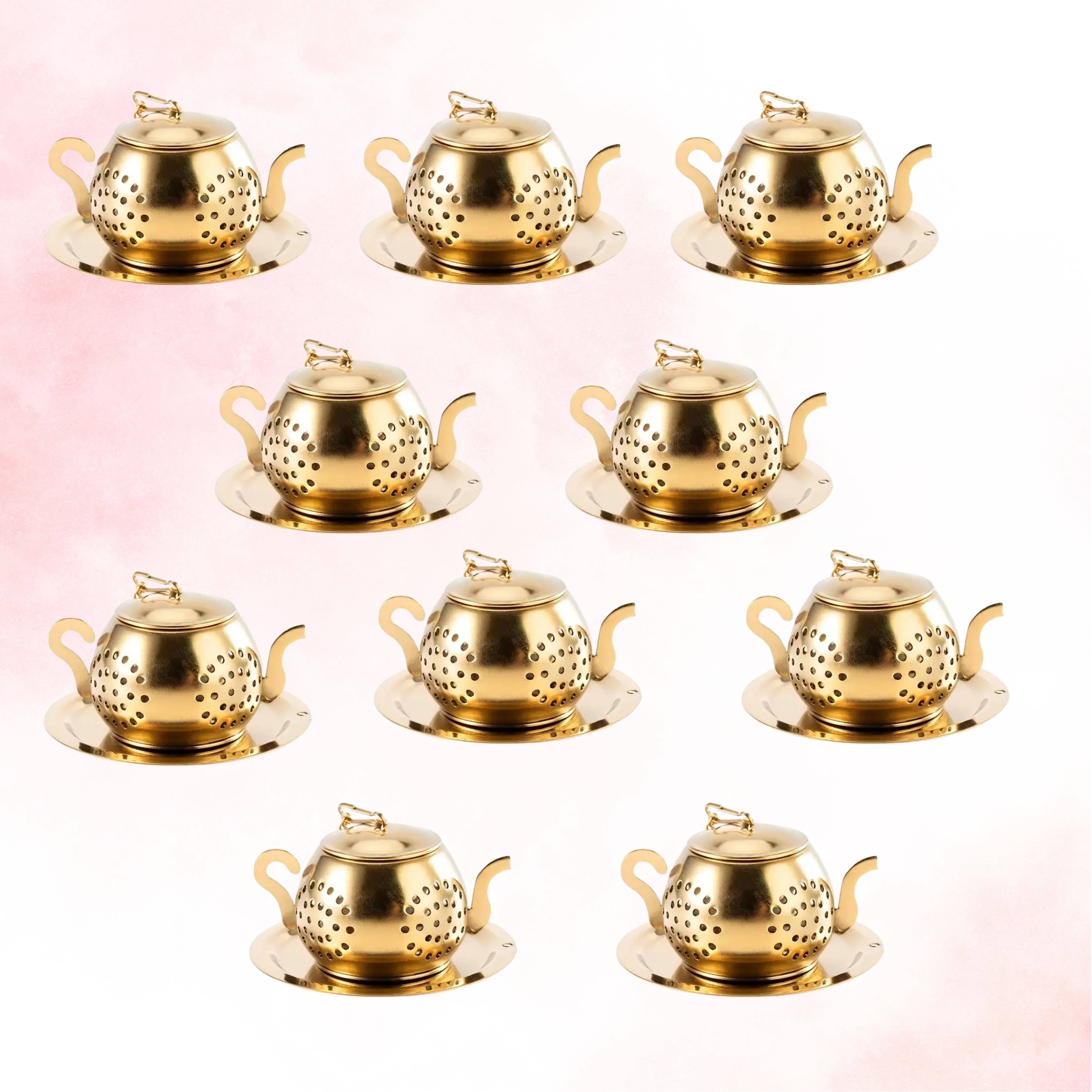 Magnifique Hearts – wholesale Tea strainer/infuser – Golden Teapot Tea Infuser, Tea Drain, Tea strainer 10 Pack0