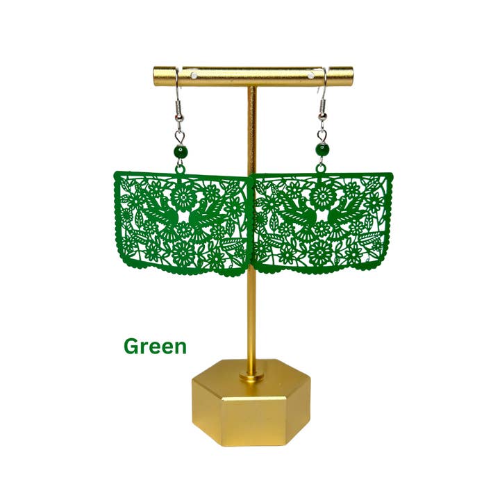 Xochico - Wholesale Dangle Earrings - "Palomas" Papel Picado earrings (banner style)