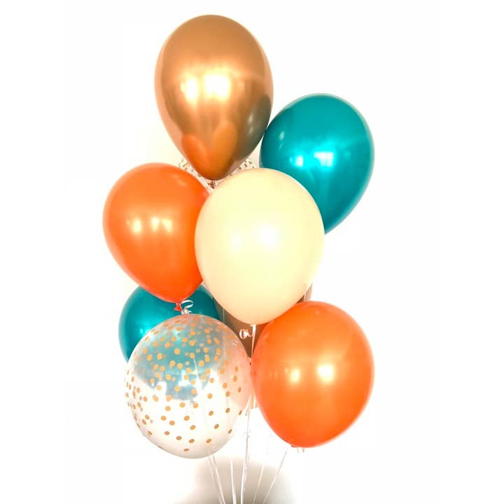 Hullaballoons - Wholesale Balloon - Teal and Orange Balloons | Set of 10 Latex Balloons