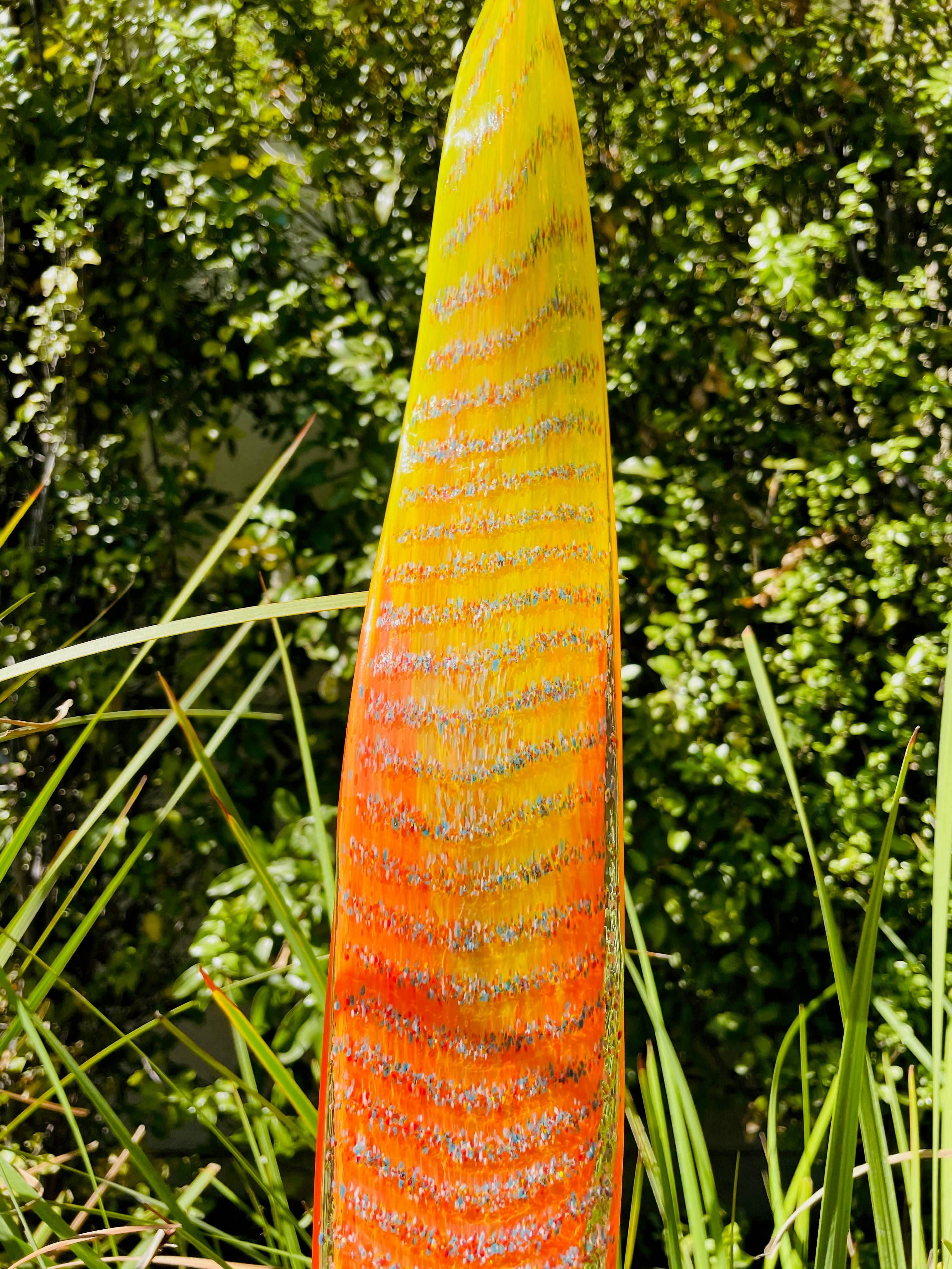 ApricotMint - Wholesale Garden/Lawn Stake - Chihuly Inspired Handcrafted Art Glass Leaf and Garden Art S1