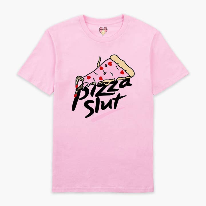 T-Shirt Unissexo com Estampa Completa Pizza Slut por atacado de SassySpud