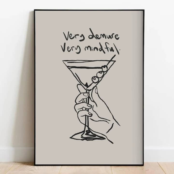 Demure and Mindful Martini Print for wholesale by Olive Street Collective