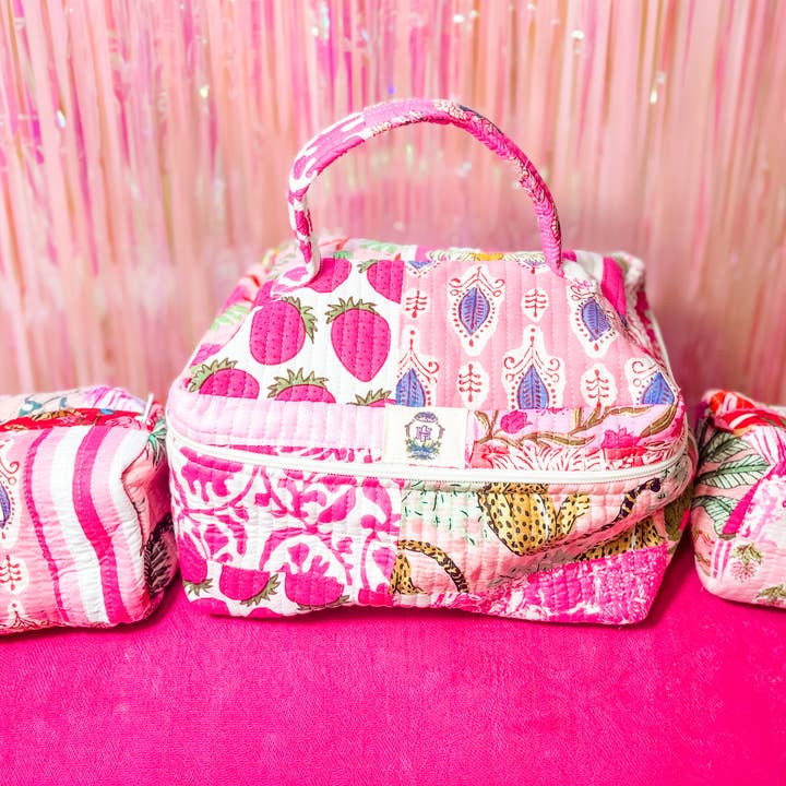 Heart of Grace - Wholesale Makeup/Cosmetic Bag - Pink City | Quilted Cosmetic Bags-set of 3