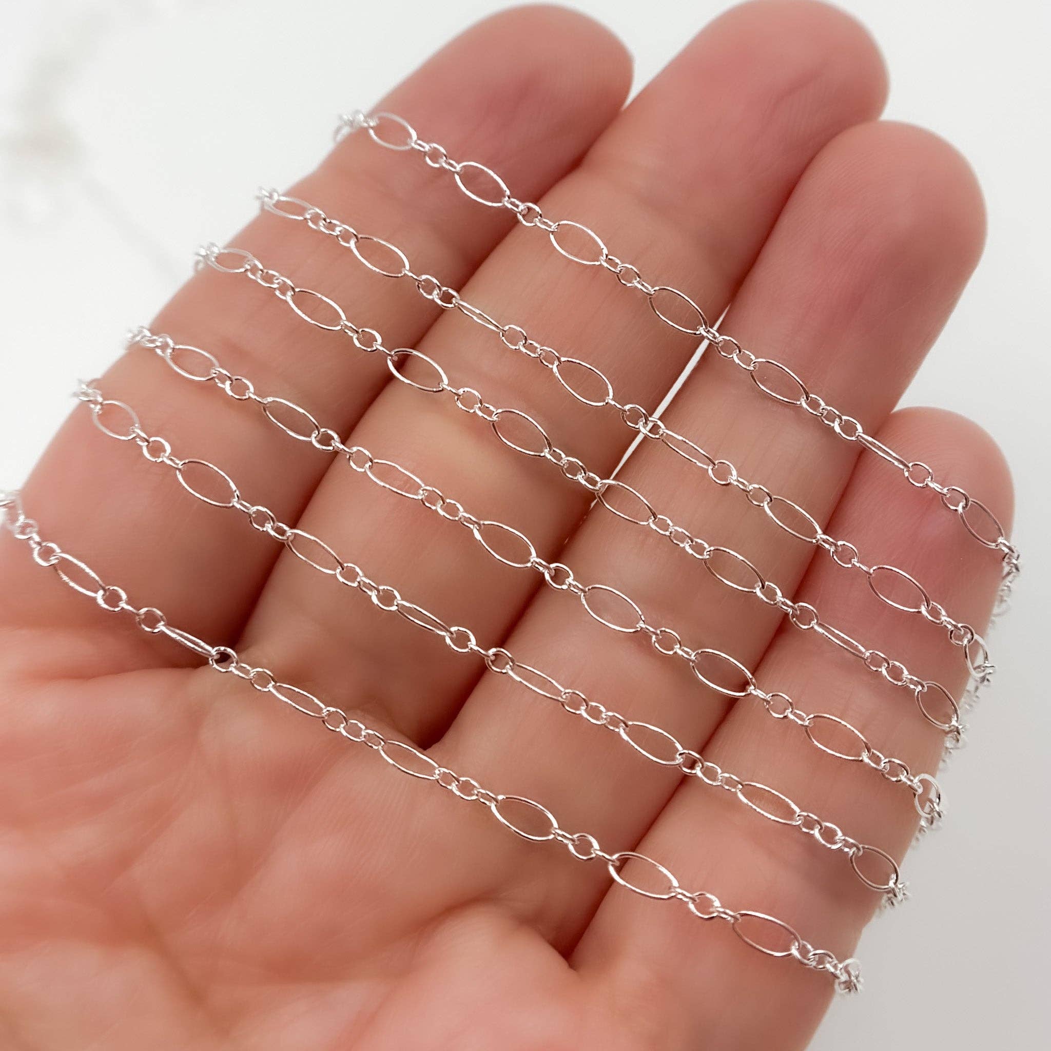 Jewels & Chains - Wholesale Link & Chain Necklace - 716-801SS. Sterling Silver Oval Long and Short Links Chain2