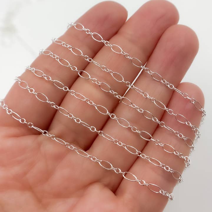 Jewels & Chains - Wholesale Link & Chain Necklace - 716-801SS. Sterling Silver Oval Long and Short Links Chain2