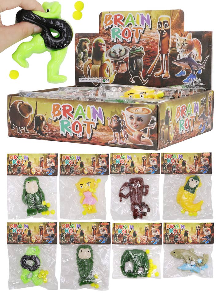 Brain Rot Memes Mochi Pom Pom Squishy Bag - 16 pcs for wholesale by Cap Zone