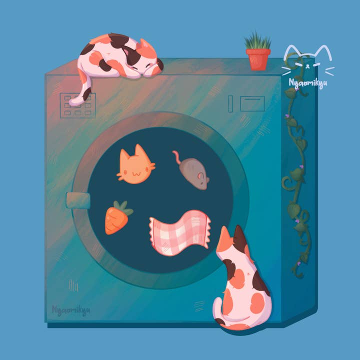 Laundry Cats Clear Sticker for wholesale by Nyaomikyu