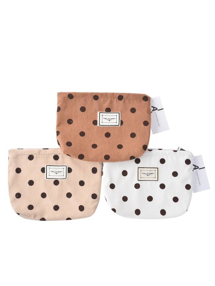 Cosbai - Bolsa de Maquilhagem Vintage de Padrão de Bolinhas em Veludo Cotelê por atacado de Funkyrel® Atzbranding Limited