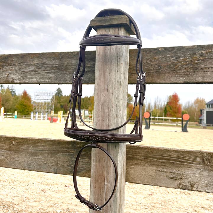 Wesley Fancy Stitch Taper Bridle with removable flash for wholesale by The Blissful Equestrian