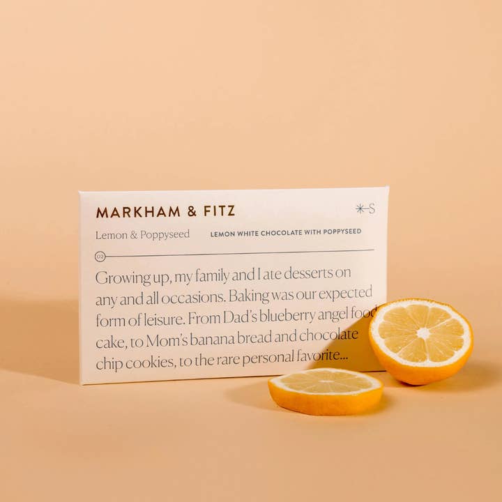 Markham & Fitz Chocolate - Vente Barre chocolatée - Tablette de chocolat blanc au citron et graines de pavot3