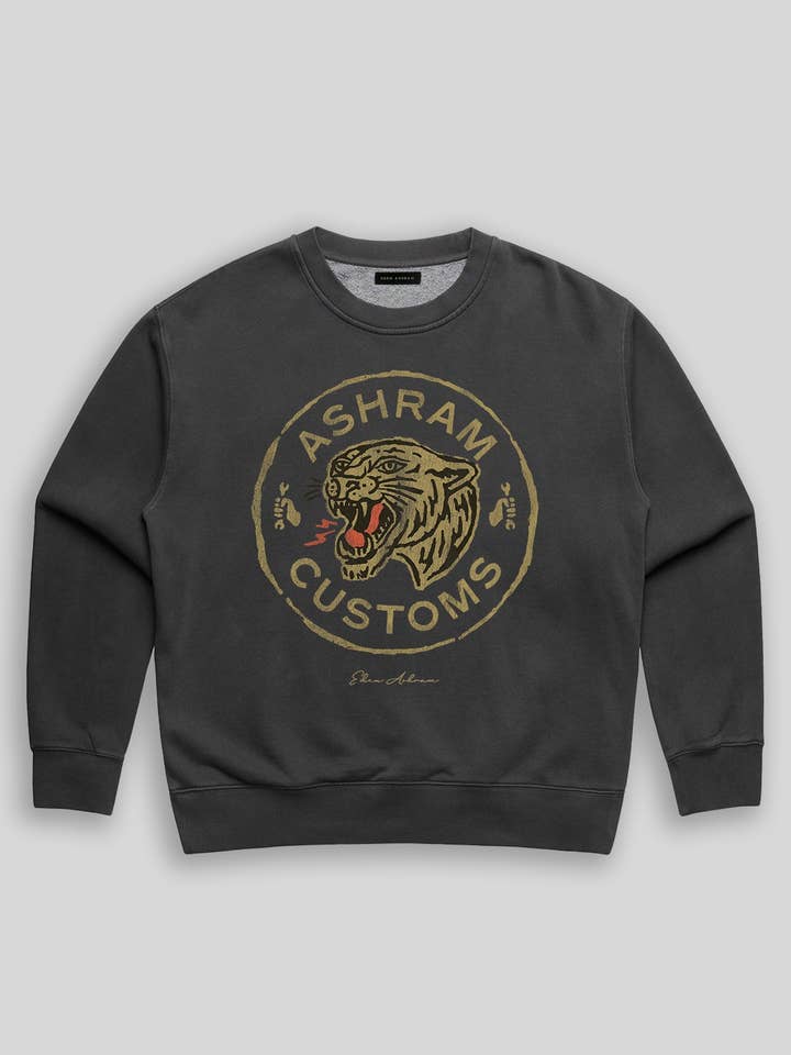 Ashram Customs Sweatshirt mit Used-Look für den Großhandel von Eden Ashram