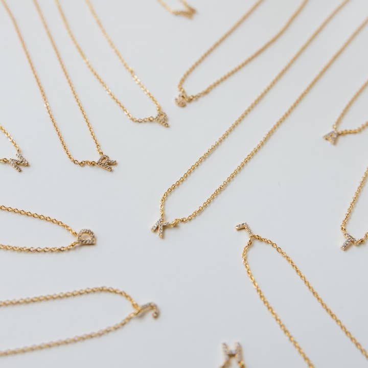 Brenda Grands Jewelry - Wholesale Jewelry Set - 18K Gold Dainty Shiny Initial Necklace - Set of 1638