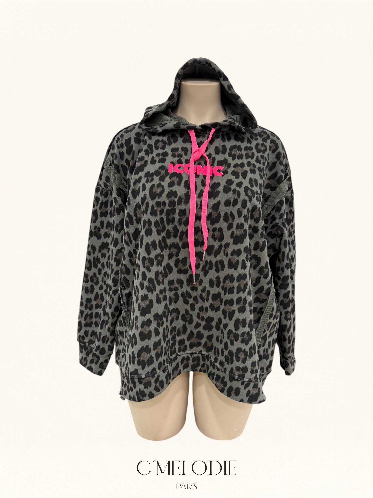 C'MELODIE – Hoodie – Mulher por atacado – Grande Tamanho - Hoodie com estampa de leopardo2