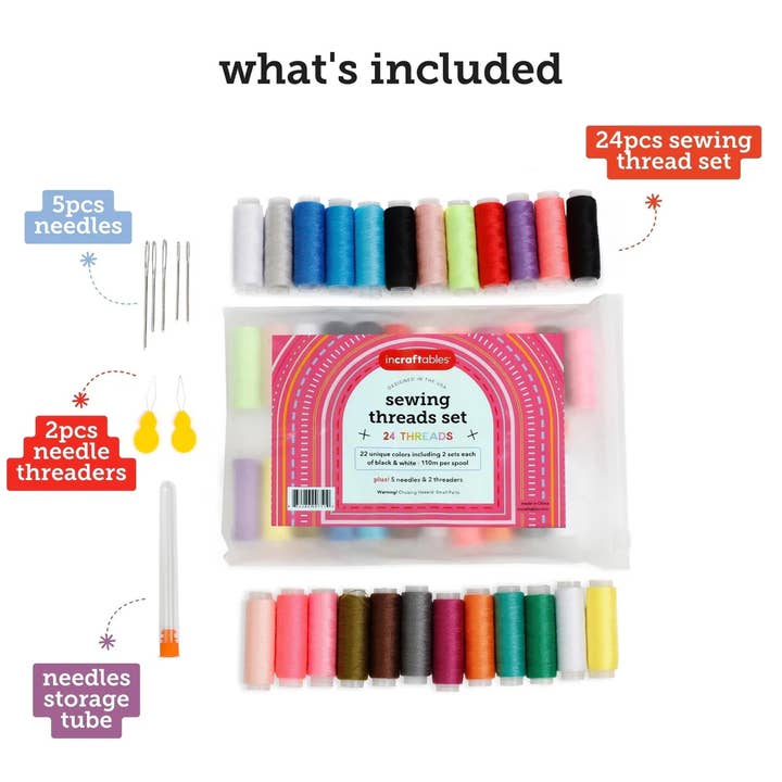 Incraftables - Wholesale DIY Craft Kit - Kids - Incraftables Sewing Thread Assortment – 24 Pcs1