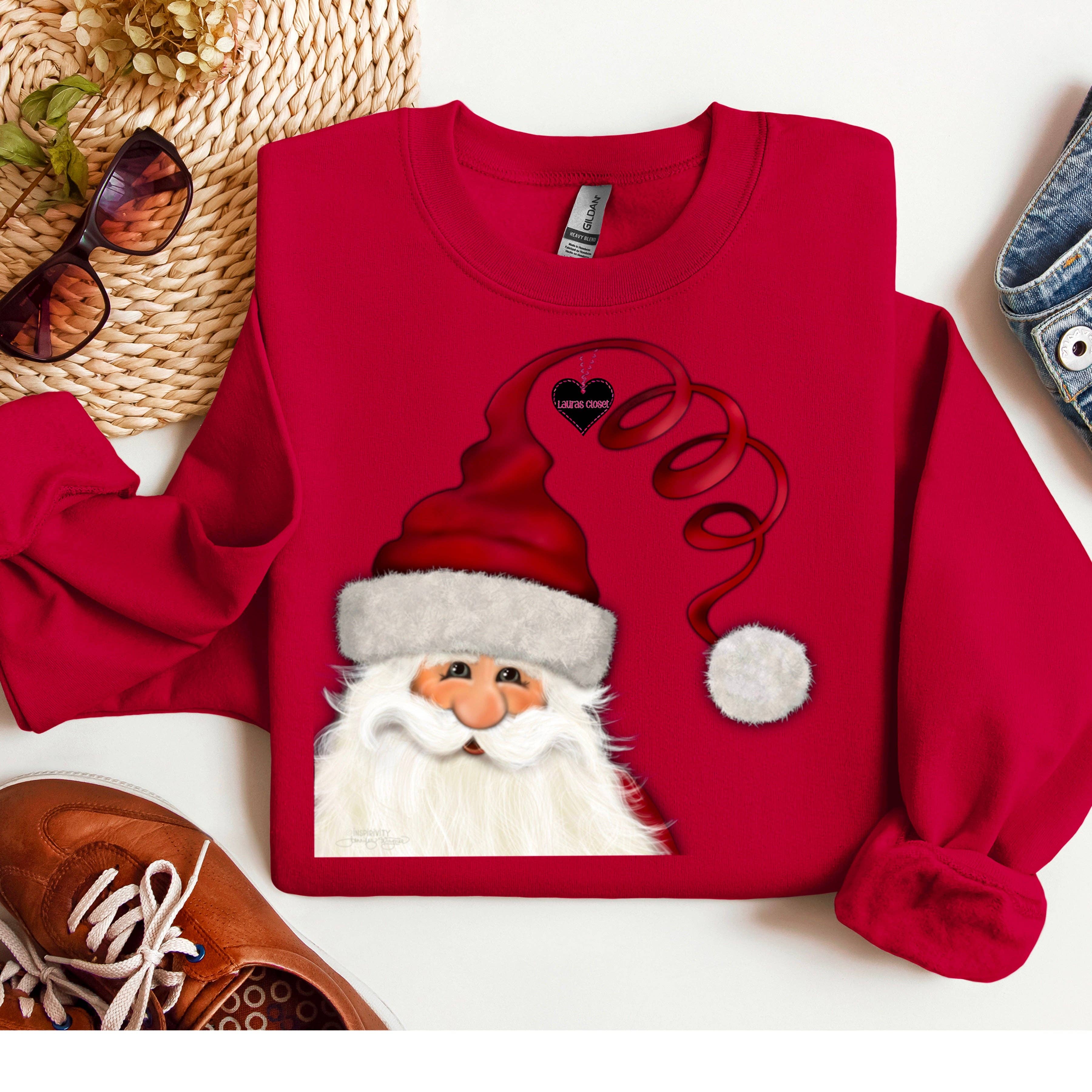 Lauras Closet - Venta al por mayor Camiseta serigrafiada - Mujer - CURLY HAT SANTA - Camiseta Gráfica0