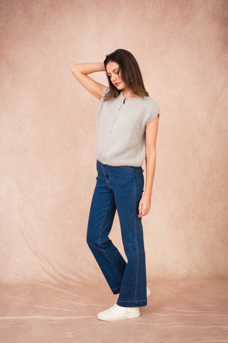 Calie Paris - Vendita all'ingrosso Maglione tricot - Donna - Gilet Senza Maniche con Zip – Misto Mohair9