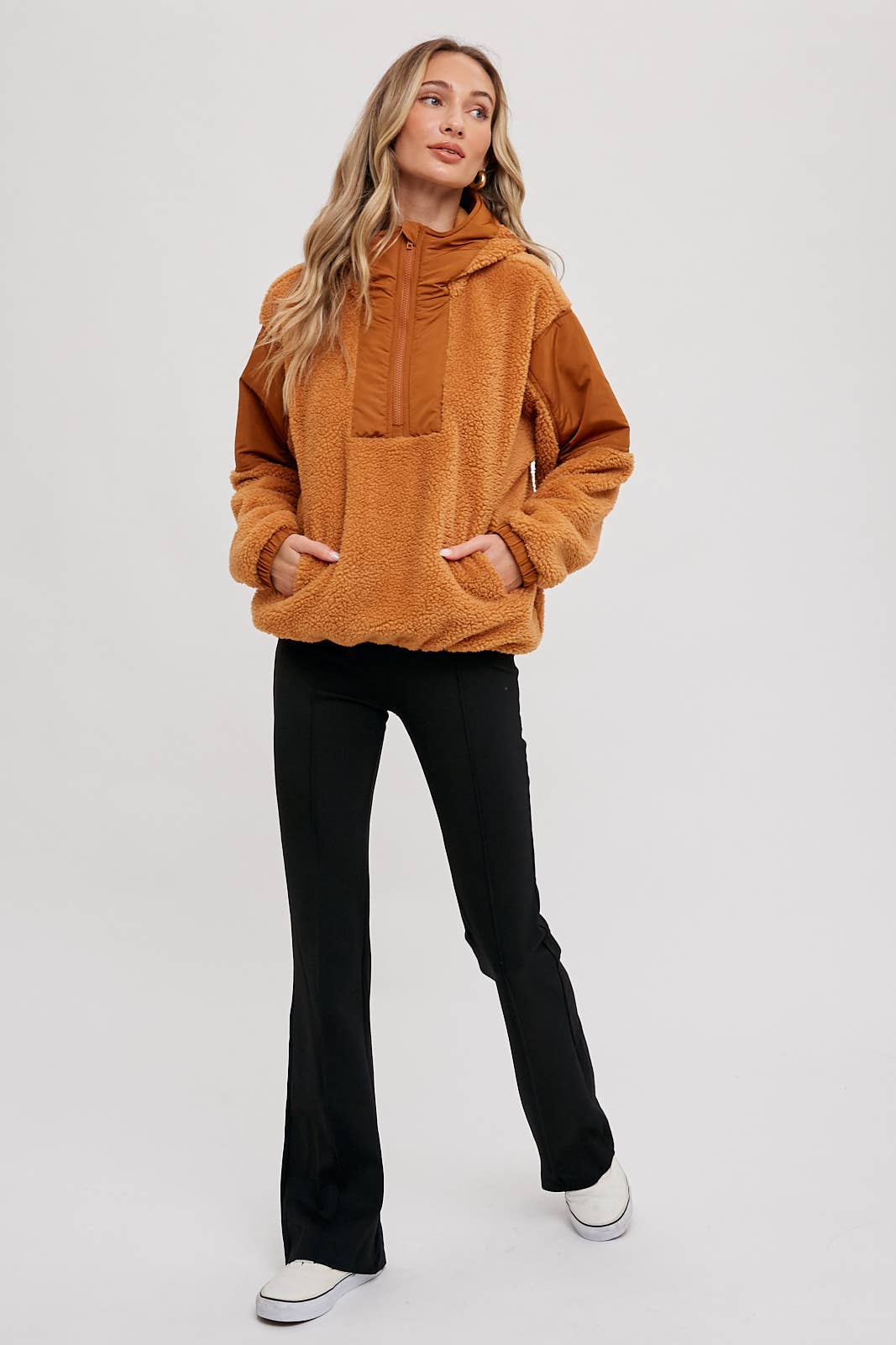 Bluivy - Wholesale Hoodie - Women's - FAUX SHEARLING CONTRAST HOODIE28