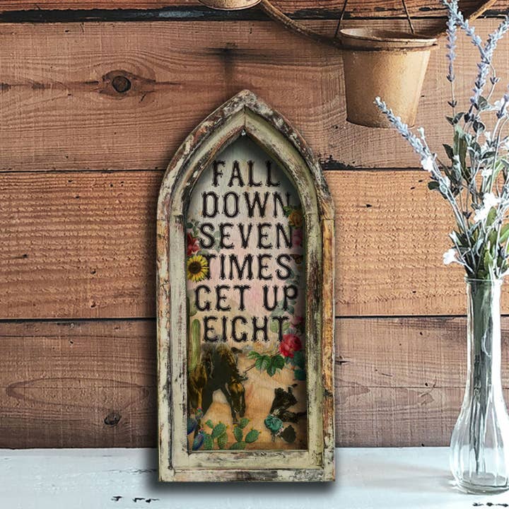 TroubleMaker Trading Company - Wholesale Art Print - Fall Down 7 Get Up 8 - 10" x 23" Small Arch Artwork