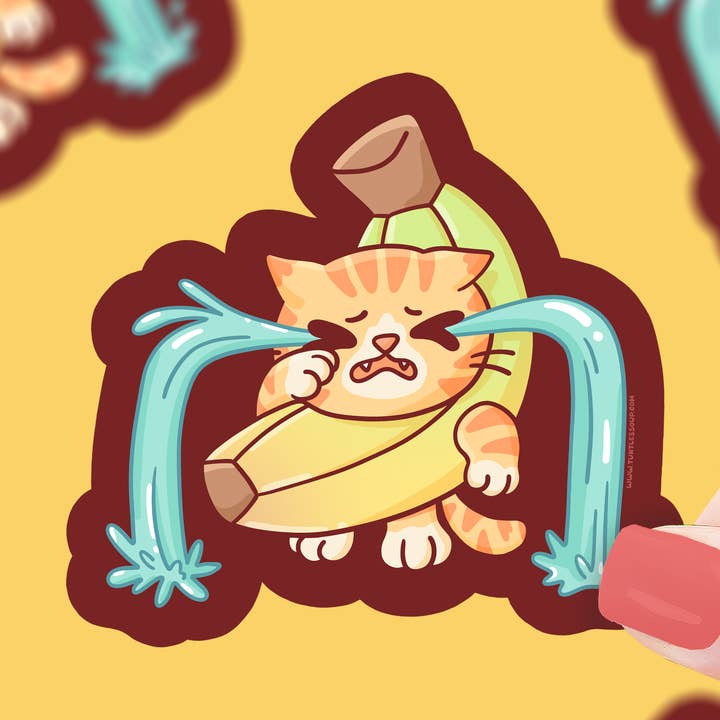 Sad Banana Cat | Cute | Fruit | Kitten | Vinyl Sticker for wholesale by Turtle's Soup