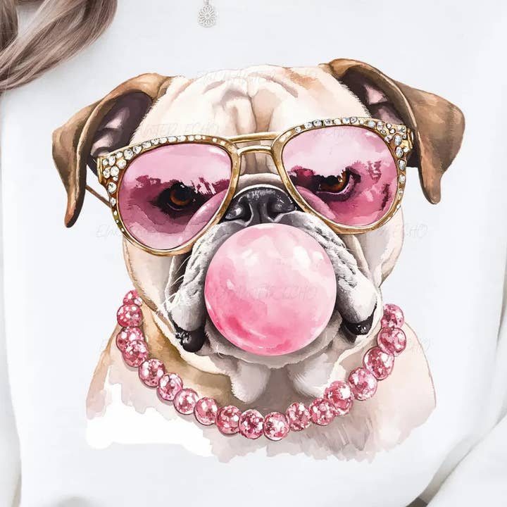 Small Biz Shipping Co - Wholesale Sublimation Transfer - DTF Full Color Transfer - Bull Dog Bubble Gum0