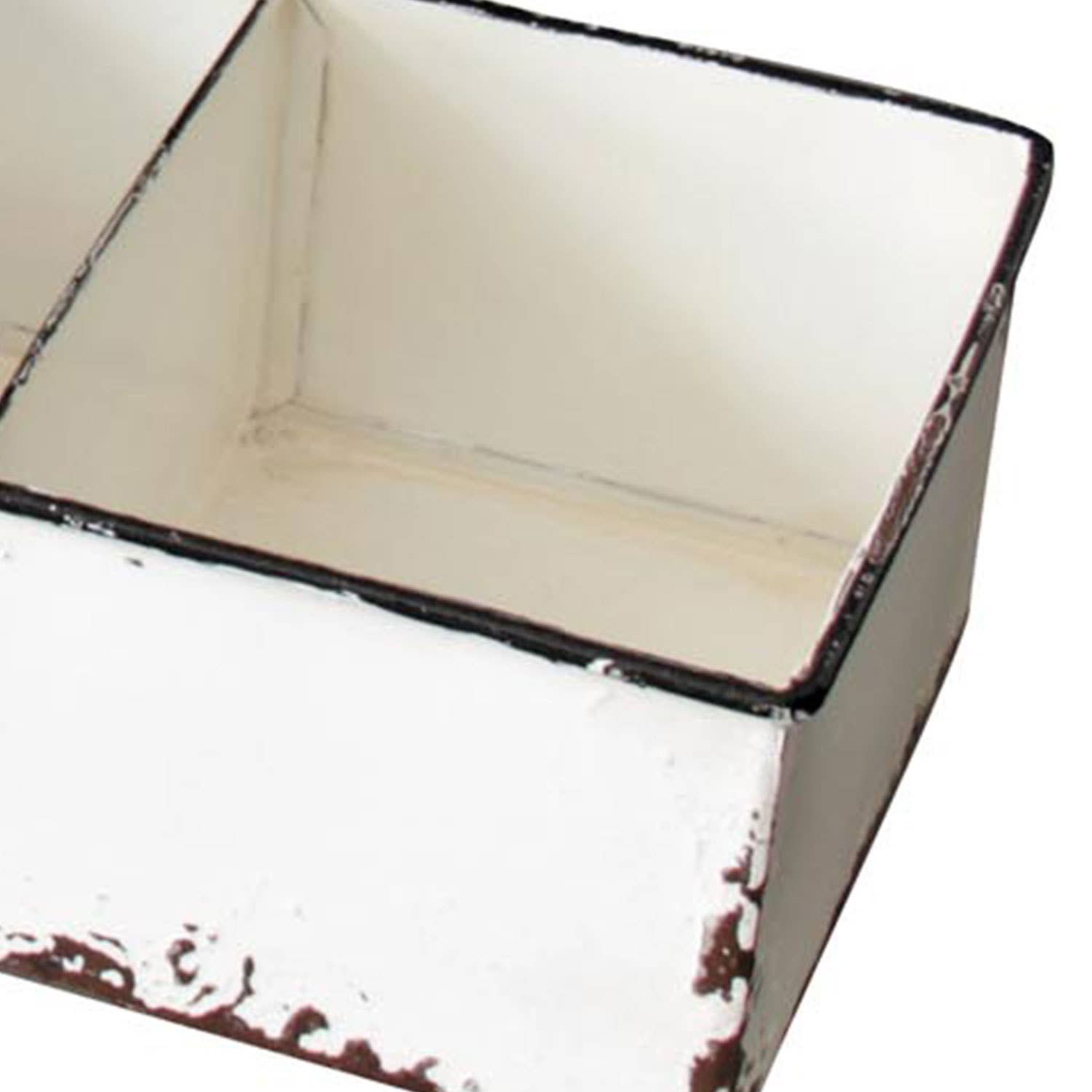 Foreside Home & Garden - Wholesale Decorative Tray - SALE - White Rustic Farmhouse Enamel Slotted Decorative Tray3