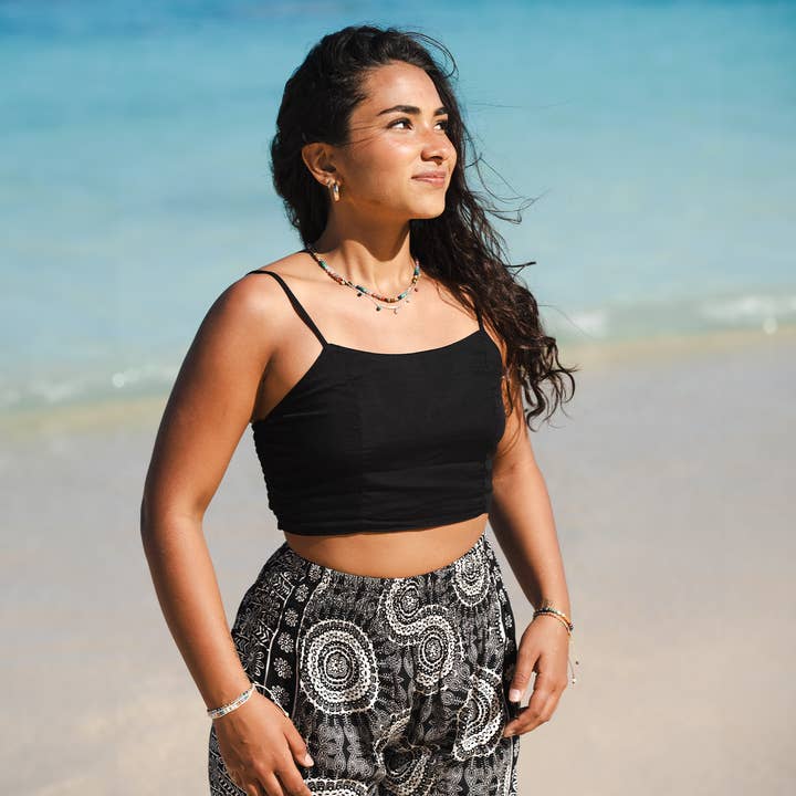 Lotus and Luna – wholesale Blouse – Women’s – Black Oasis Crop Top