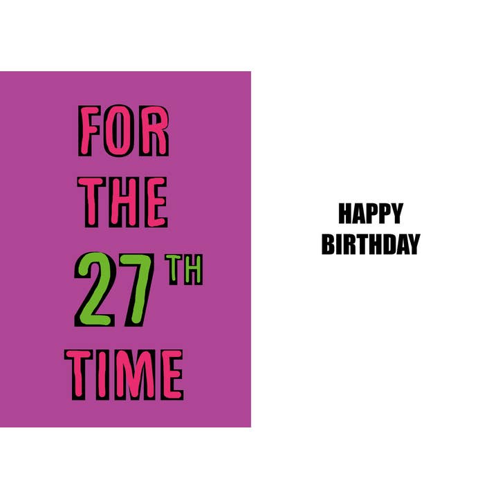 Grappige 27e Verjaardagskaart met Geestige Humor voor wholesale door Duggoons Greeting Cards