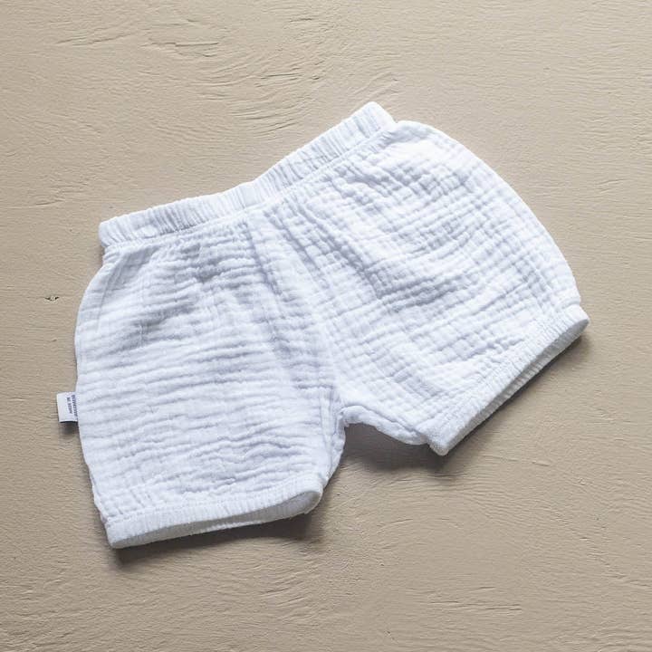 Shorts Bebé Algodón Orgánico (Bombachos) - Blanco para venta al por mayor de Bondi Booti Baby
