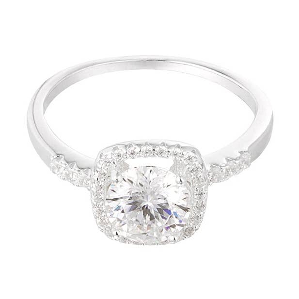 Anel DANA em Prata 925 com Pedra Quadrada de Moissanita por atacado de Cala Rose