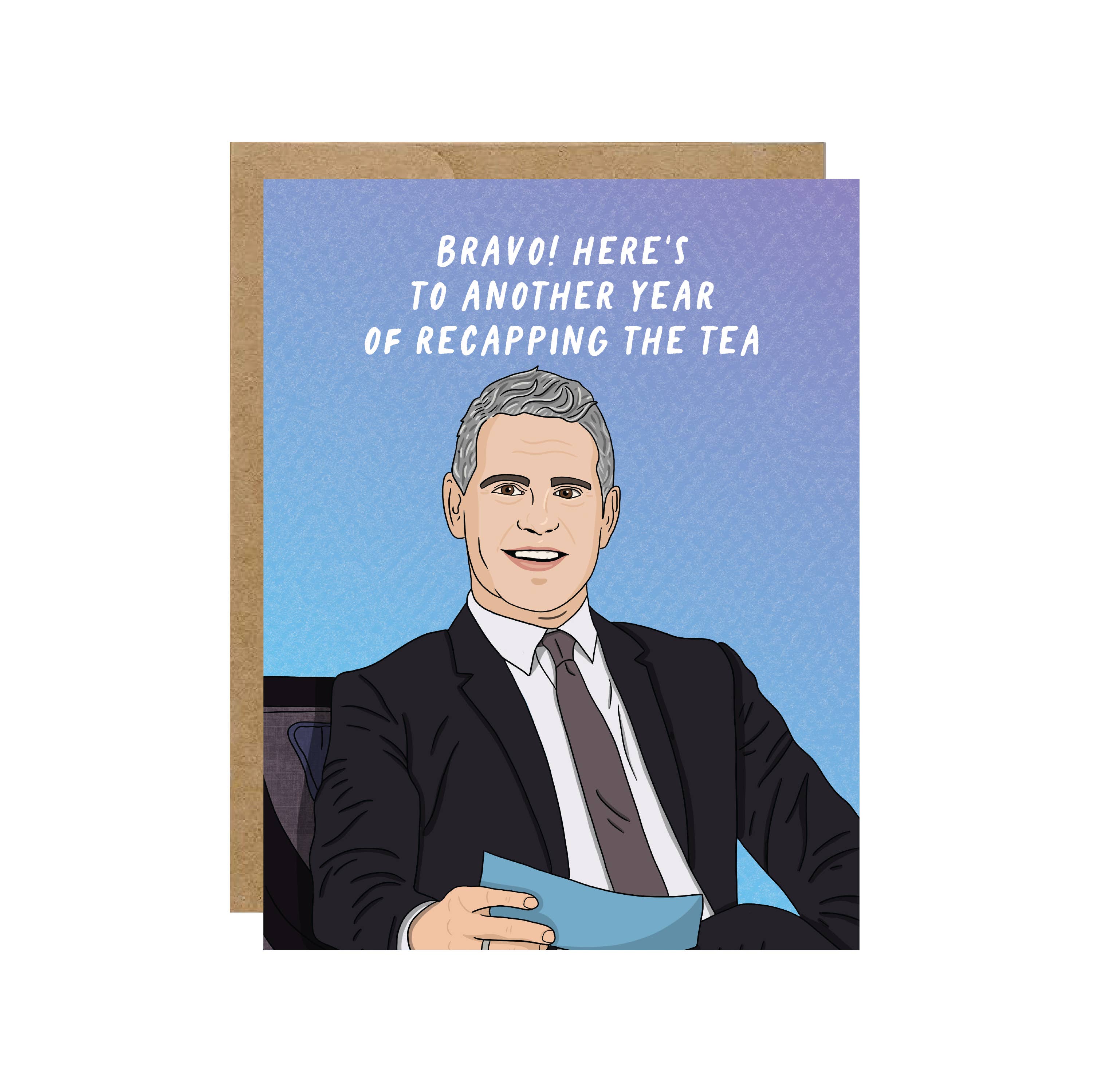 Simple Whimsy - Wholesale Birthday Card - Recap The Tea Andy - Pop Culture Birthday Card
