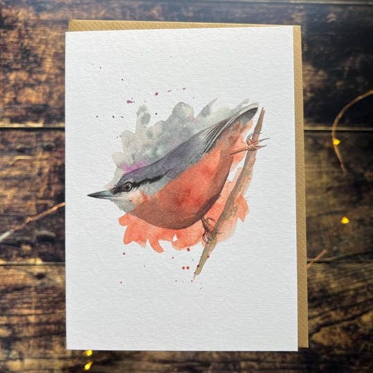 Georgina Doodles - Wholesale Everyday Greeting Card - Nuthatch Greetings Card | Blank card, Bird Art, Watercolour print0