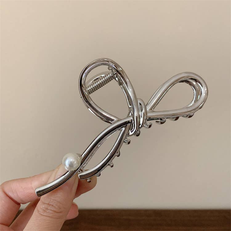 AK Brand - Wholesale Haarclip - Dames - Metallic Abstract Design Parel Strik Haarclip4