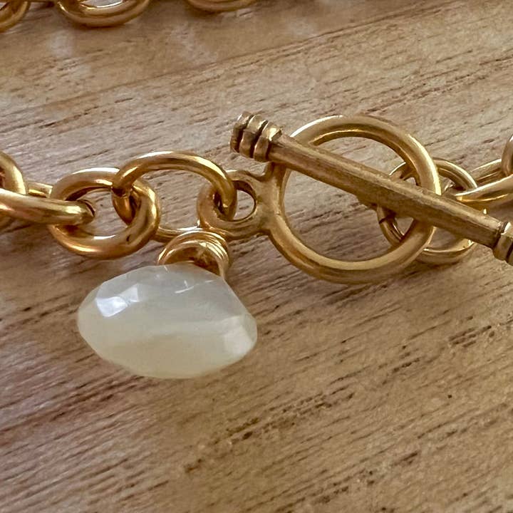 Nellie Pratt Artisan Jewelry – wholesale Charm/dangle bracelet – Champagne Thursdays gold charm bracelet with gemstone3